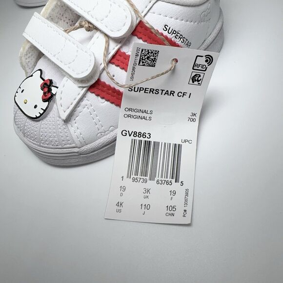Adidas x hello Kitty Superstar CF1 GV8863 White Red 4K 19 3K Toddler Sneaker - Picture 5 of 12